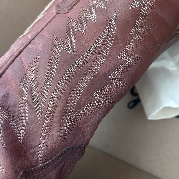 NIB Tecovas Jamie II Chestnut Leather Cowboy Boots with stitching - Picture 7 of 15